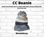 Load image into Gallery viewer, CC Beanie Hats for adults with Fleece Fuzzy Lining Inside | Pom Pom Hats | Crochet CC Beanie Hat
